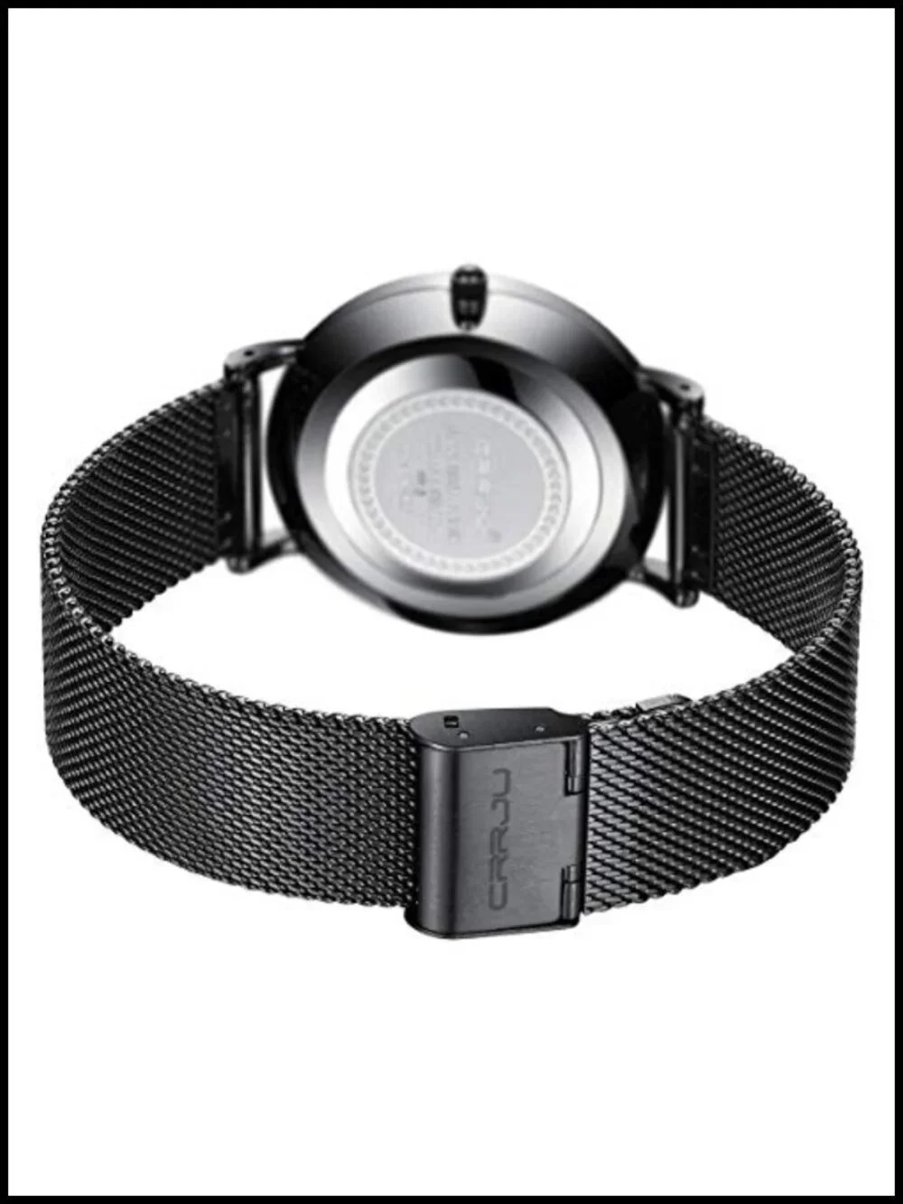Mens Ultra-Thin Minimalist Waterproof Dress Watch with Stainless Steel Mesh Band